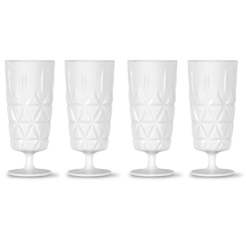 Picknick Glass High With Foot Acrylic 4-pack, White