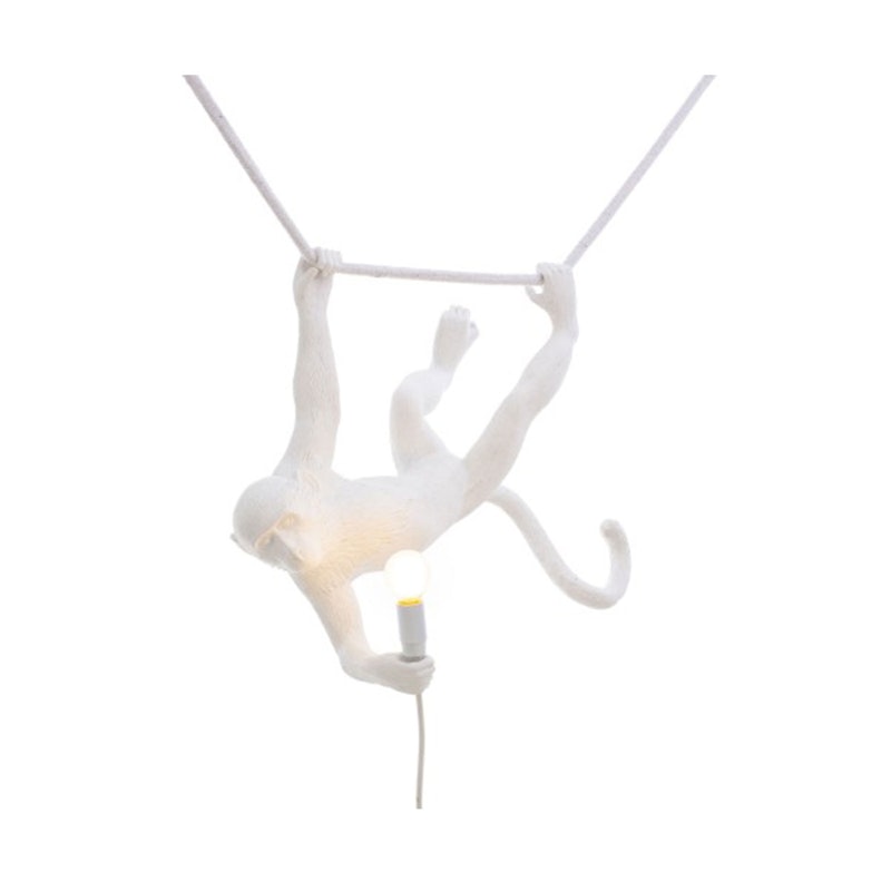 Monkey Lamp Swing Resin Lamp, White