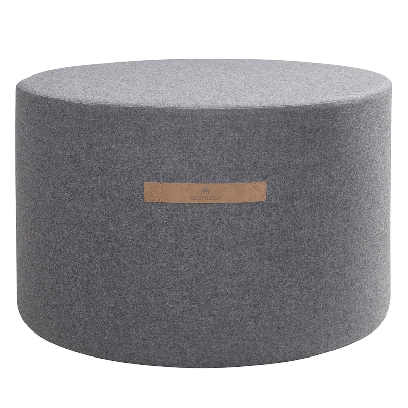 Sara Round Wool Pouf 60x40 cm, Granite