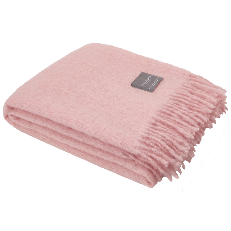 Mohair Blanket Rolled Fringe 130x170 cm, Rosé