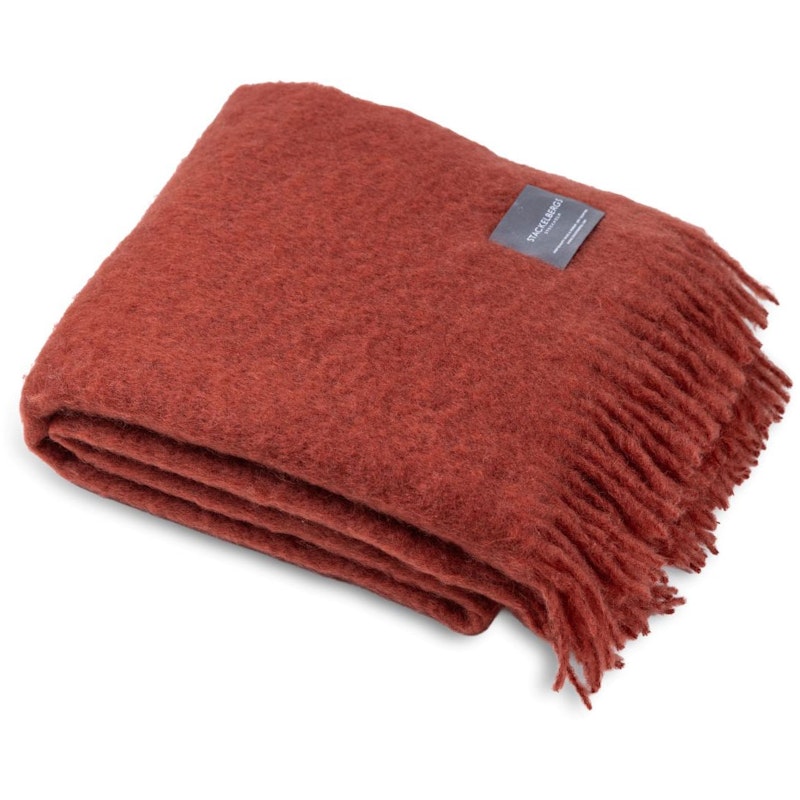 Mohair Blanket Rolled Fringe 130x170 cm, Chilli