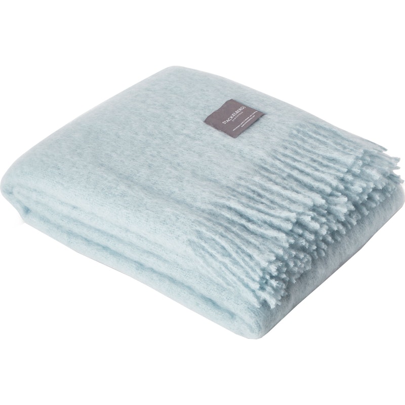 Mohair Blanket Rolled Fringe 130x170 cm, Dusky Blue