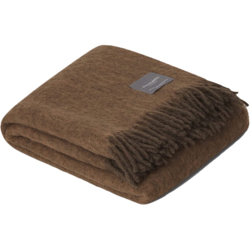 Mohair Blanket Rolled Fringe 130x170 cm, Umbra / Light Brown