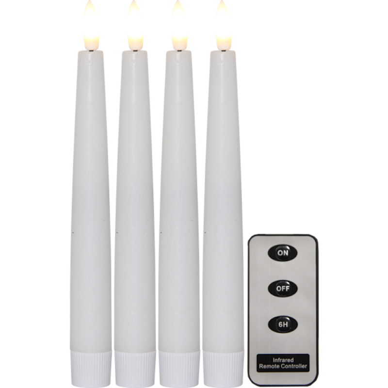 Flamme Slim Taper Candle 4-pack, White