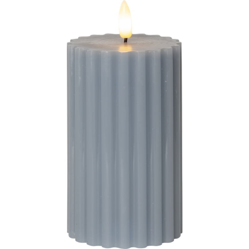 Flamme Stripe Pillar Candle LED 15 cm, Blue