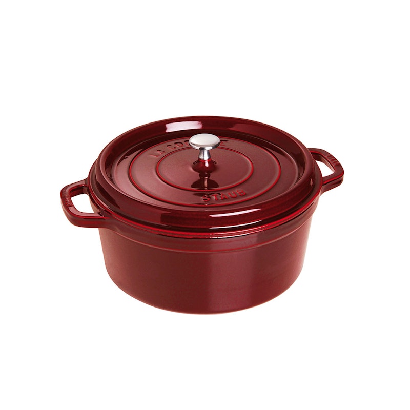 Round Casserole in Cast Iron 6,7 L, Grenade Red