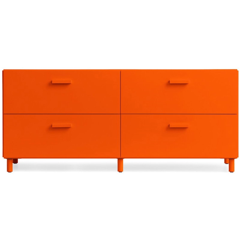 Relief Chest Of Drawers Low With Legs, Orange