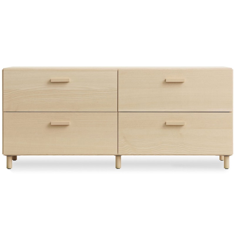 Relief Chest Of Drawers Low With Legs, Ash