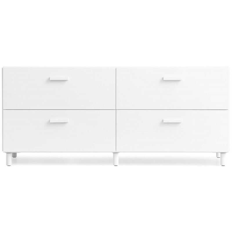 Relief Chest Of Drawers Low With Legs, White