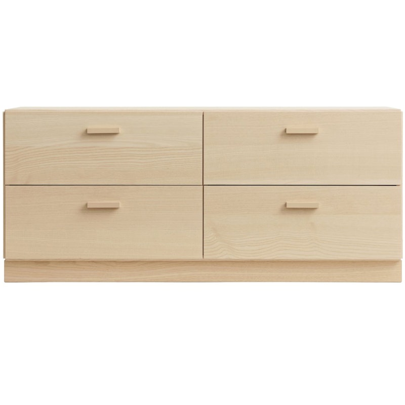 Relief Chest Of Drawers Low With Plinth, Ash