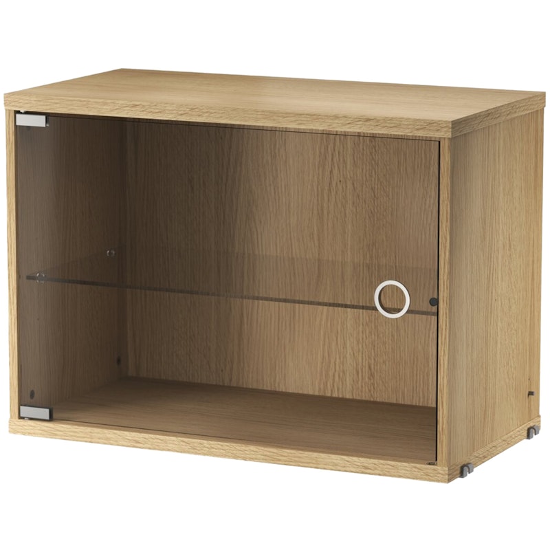 String Cabinet With Glass Door 30x58 cm, Oak