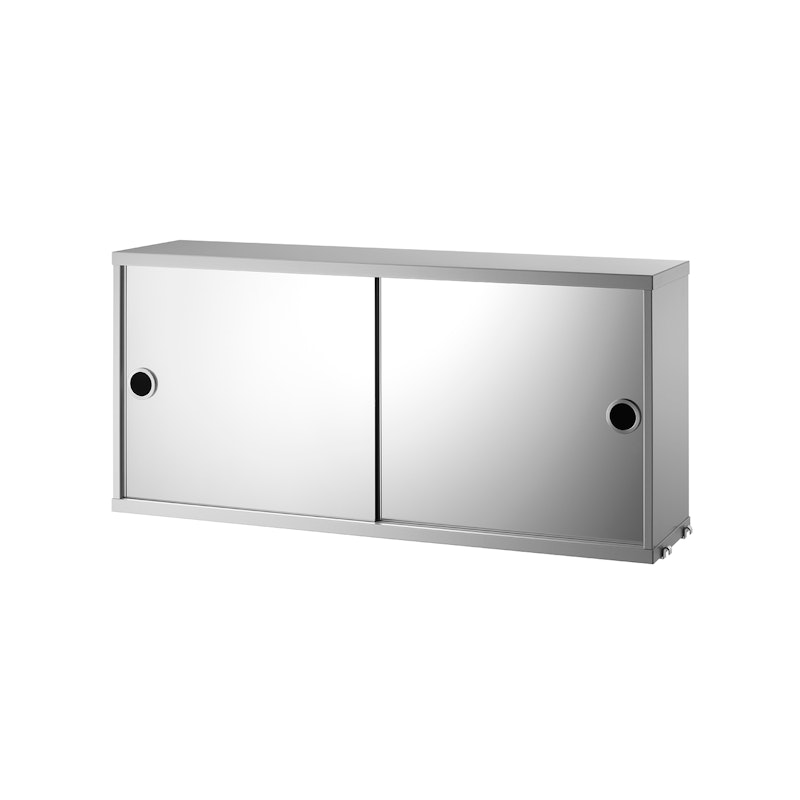 String Cabinet With Sliding Doors 20x37x78 cm, Grey / Mirror Glass