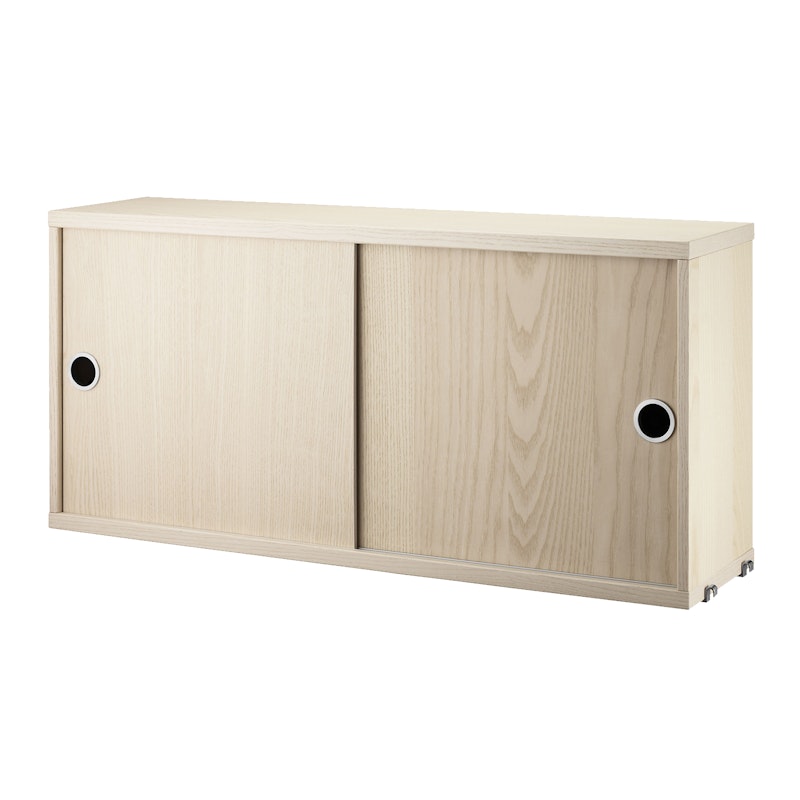 String Cabinet With Sliding Doors 20x78 cm, Ash