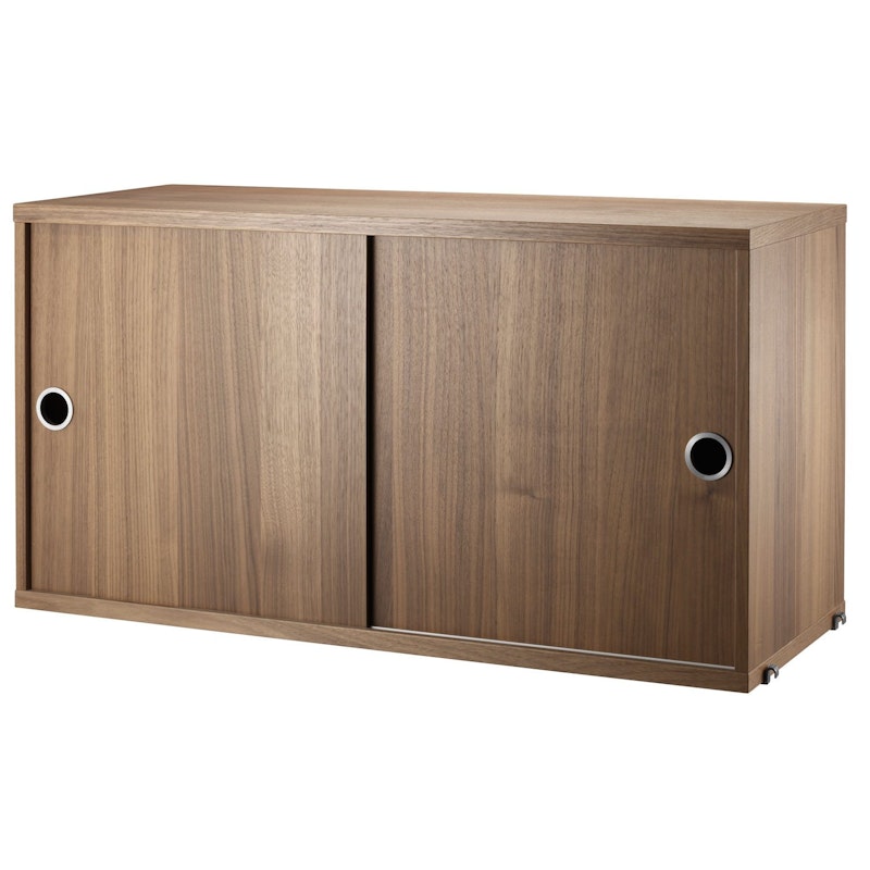 String Cabinet With Sliding Doors 30x78 cm, Walnut