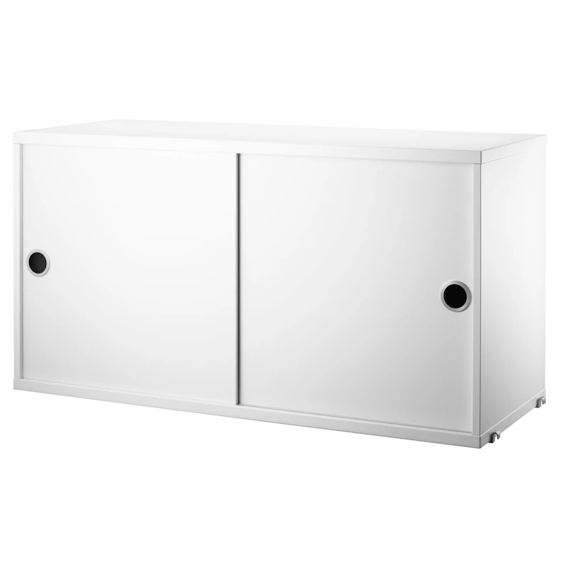 String Cabinet With Sliding Doors 30x78 cm, White