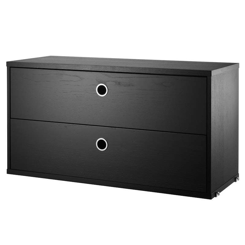 String Chest Of Drawers 78x30 cm, Black Ash