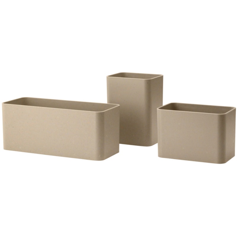 String Organizers Set With 3 Storage Boxes, Beige