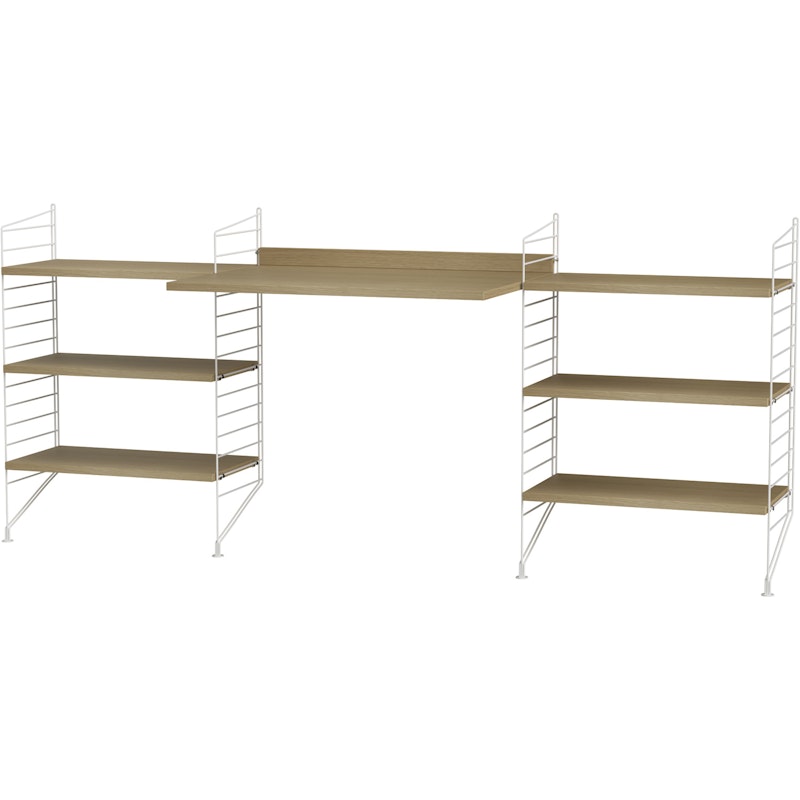 String Shelf Combination D Workspace, White / Oak