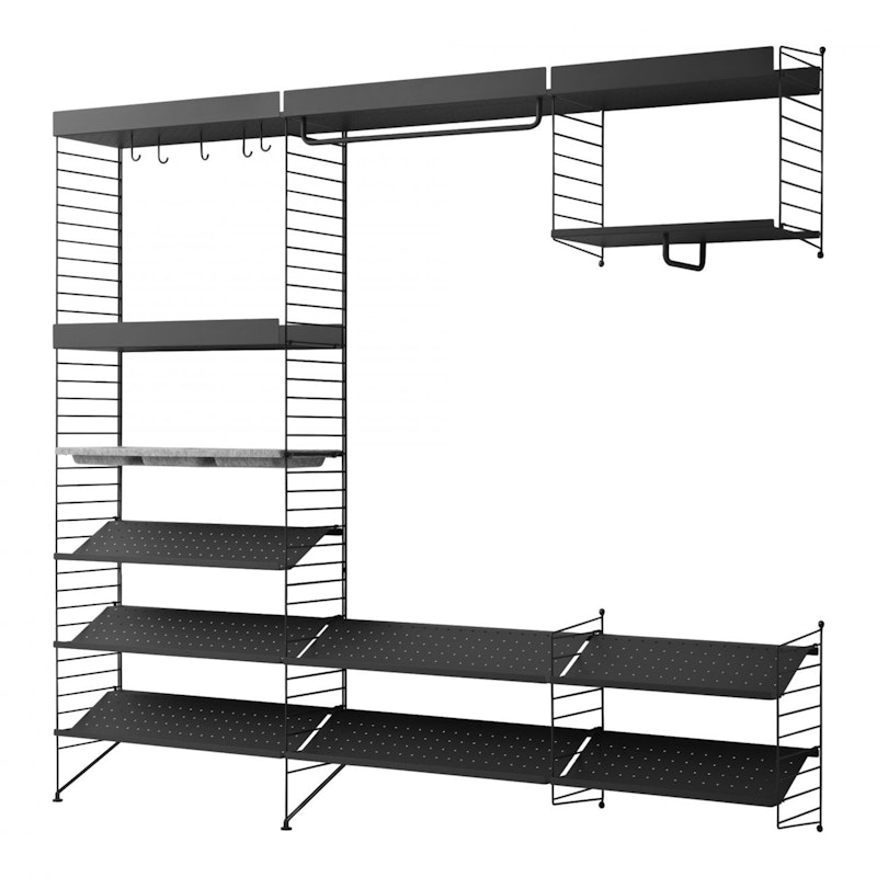 String Shelving System No 16, Black