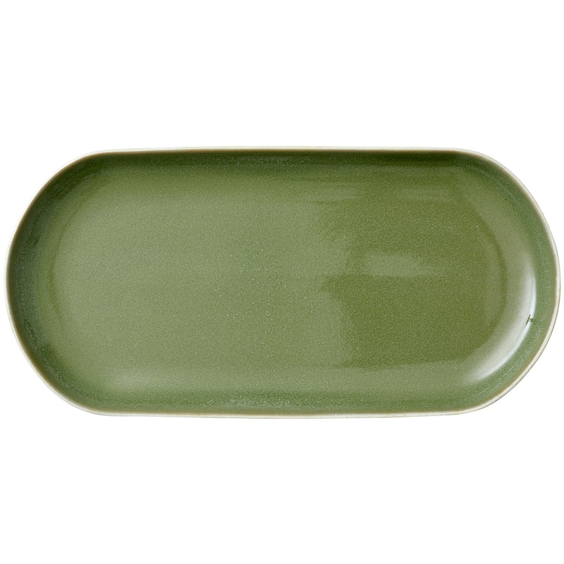 North Serving Dish 19x38 cm, Matte White/Shiny Moss