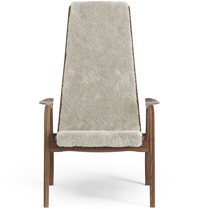 Lamino Armchair, Natural lacquered Walnut / Sheepskin Moonlight