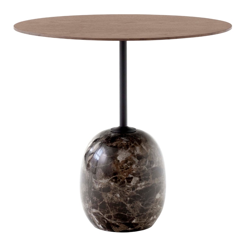Lato LN9 Table Oval, Lacquered Walnut / Emparador Marble
