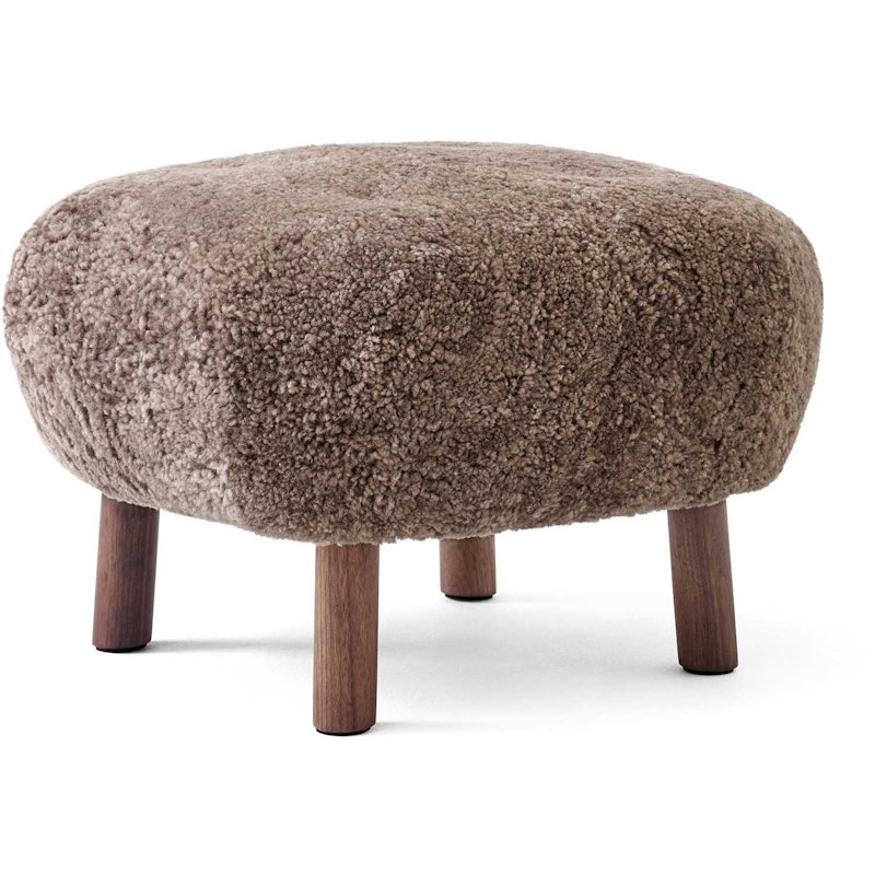 Little Petra ATD1 Footstool, Oiled Walnut / Sheepskin Sahara