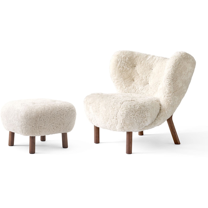 Little Petra VB1 Lounge Chair Set, Sheepskin Moonlight / Walnut