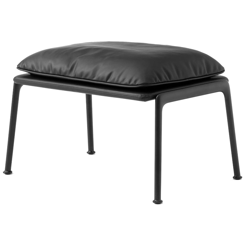 Muno LN20 Footstool, Warm Black / Black Leather