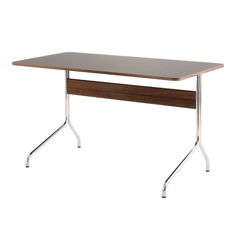 Pavilion AV16 Desk, Iron / Walnut / Chrome Legs