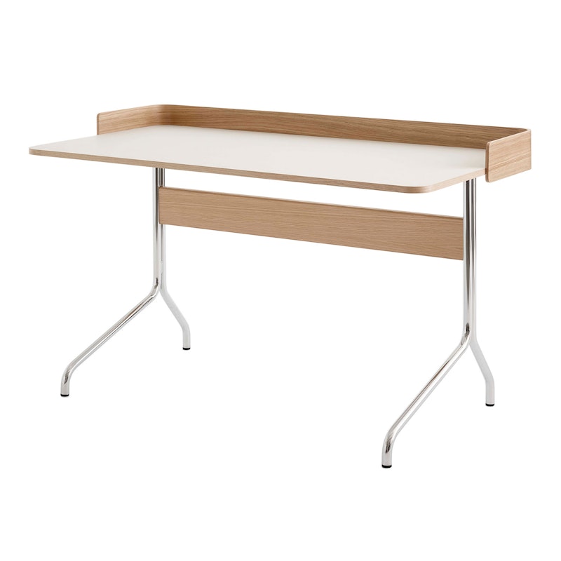 Pavilion AV17 Desk, Mushroom / Oak / Chrome Leg