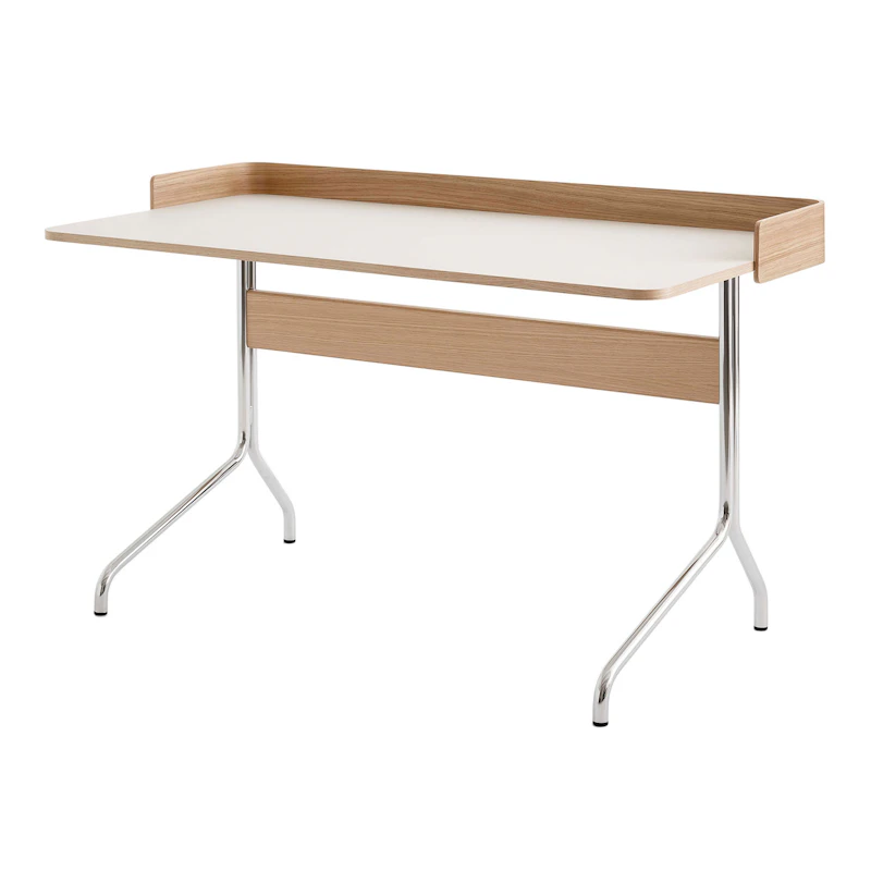 Pavilion AV17 Desk, Mushroom / Oak / Chrome Leg