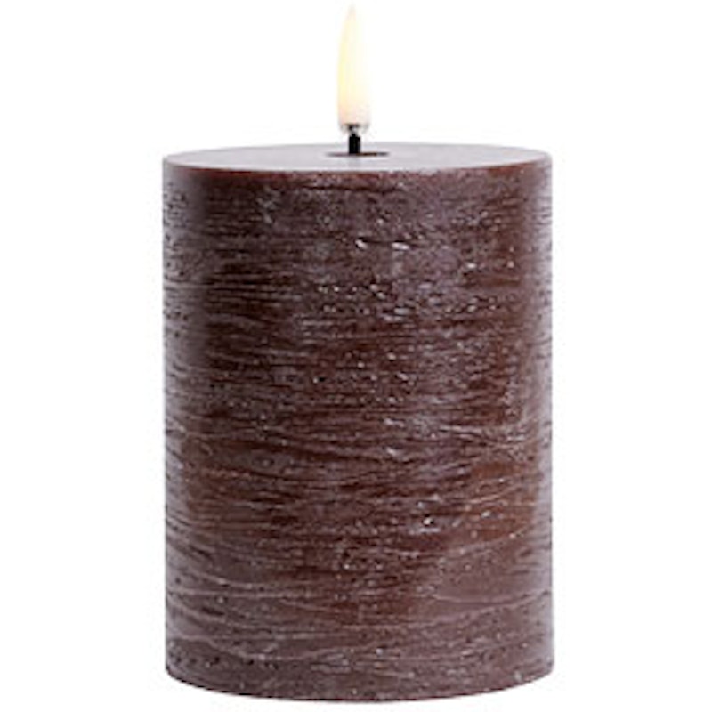 LED Pillar Candle 7,8 x 10,1 cm, Brown