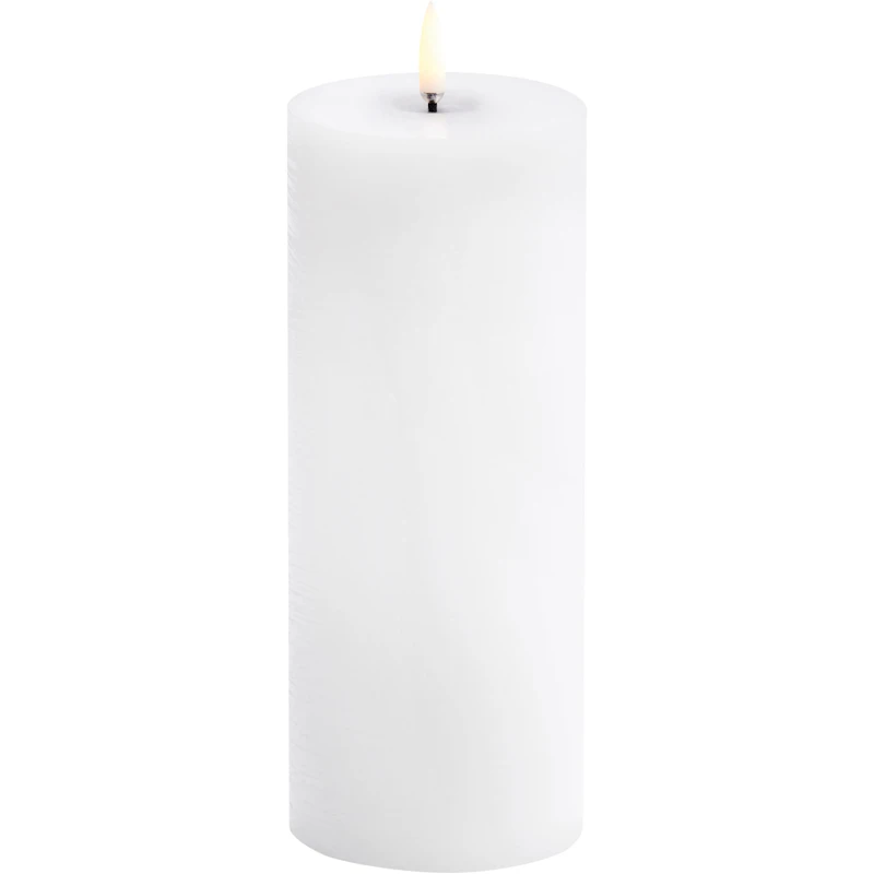 LED Pillar Candle Melted 7,8x20,3 cm, Nordic White