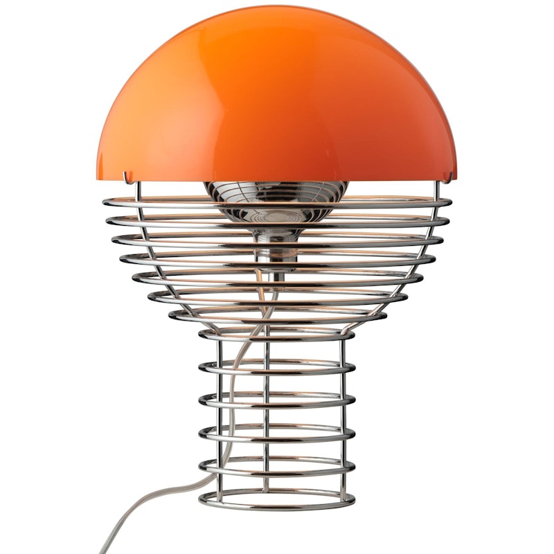 WIre Table Lamp 30 cm, Chrome / Orange