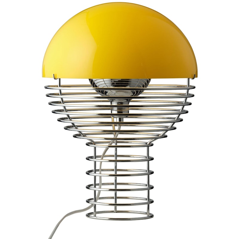 WIre Table Lamp 30 cm, Chrome / Yellow