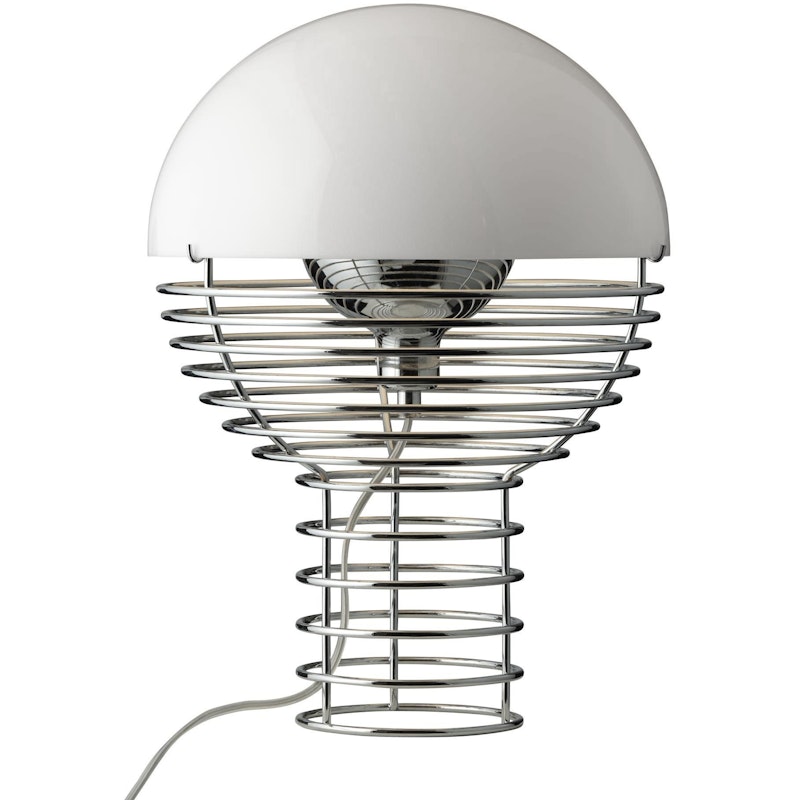 WIre Table Lamp 30 cm, Chrome / White