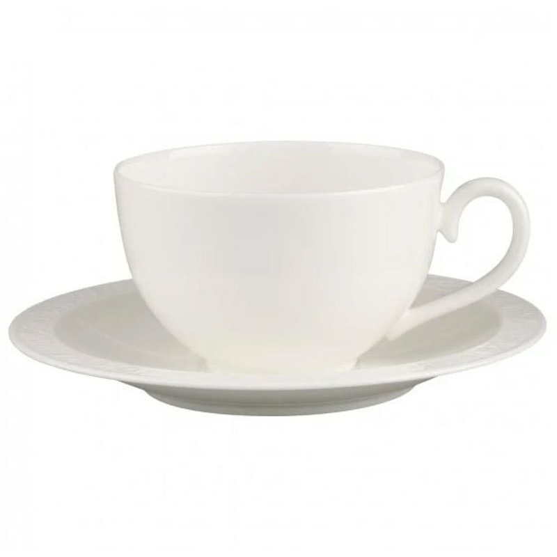 White Pearl Breakfast Cup With Saucer