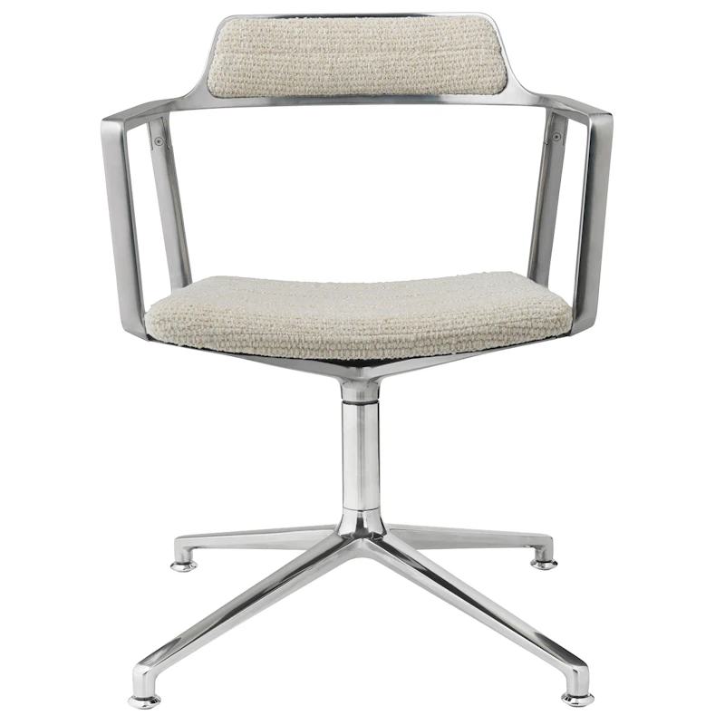 452 Swivel Chair With Feet, Wavy Off-white