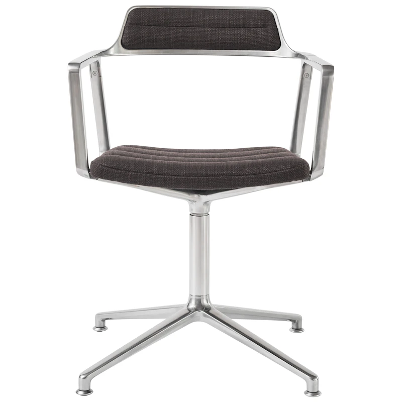 452 Swivel Chair With Feet, Polished Aluminium / Tide