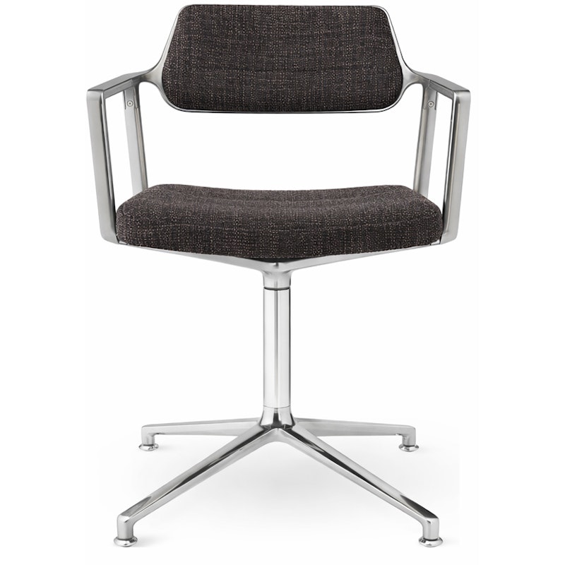453 Swivel Chair With Feet, Polished Aluminium / Tide