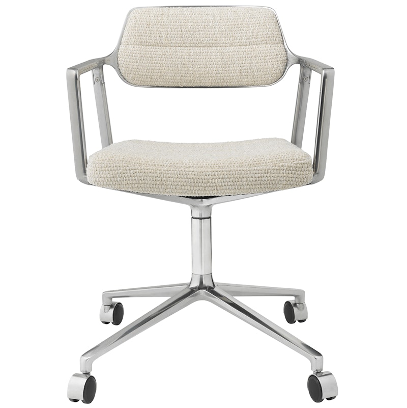 453 Swivel Chair With Castors, Wavy Off-white