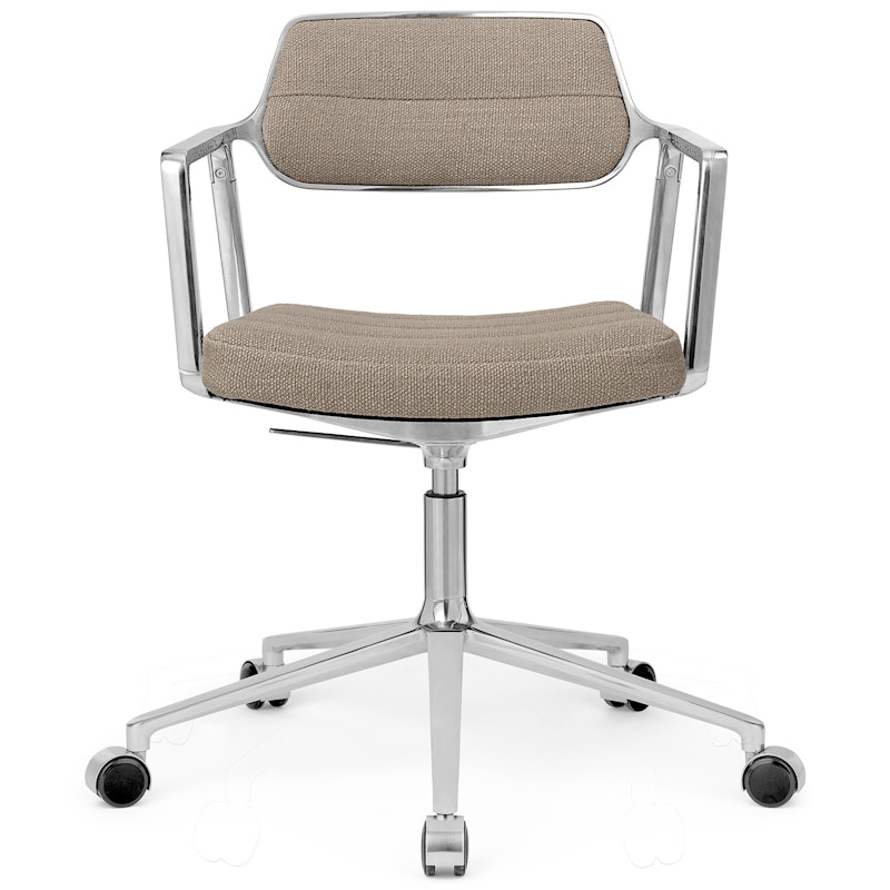 453+ Swivel Chair With Casters, Polished Aluminium / Dark Sand