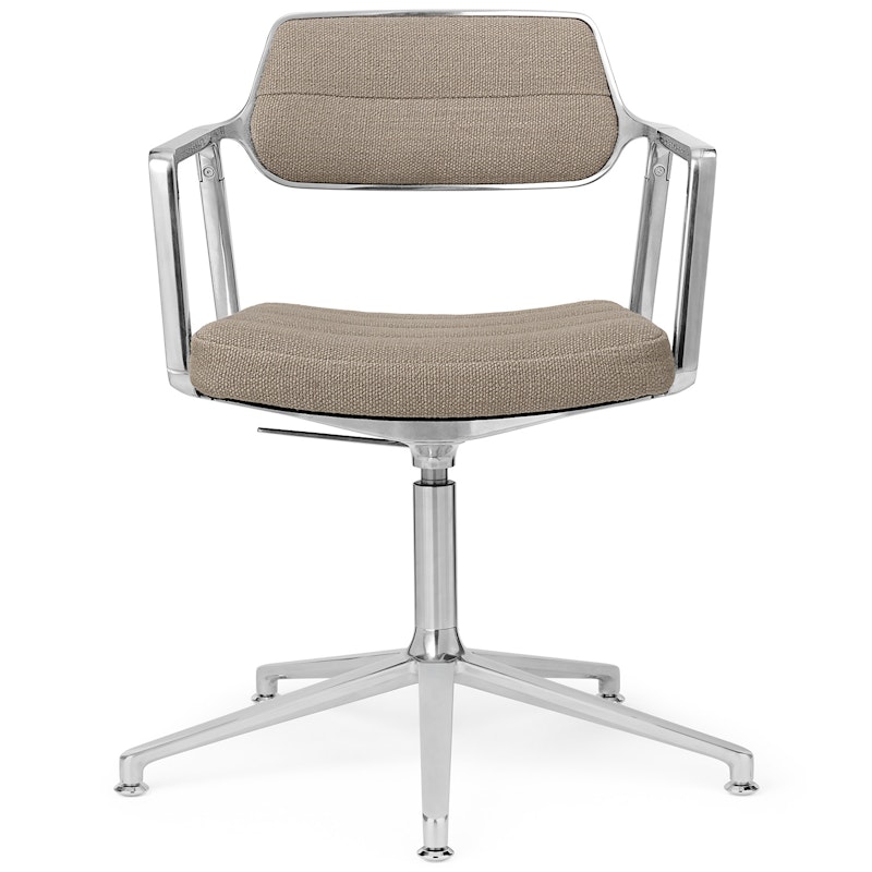 453+ Swivel Chair, Polished Aluminium / Dark Sand