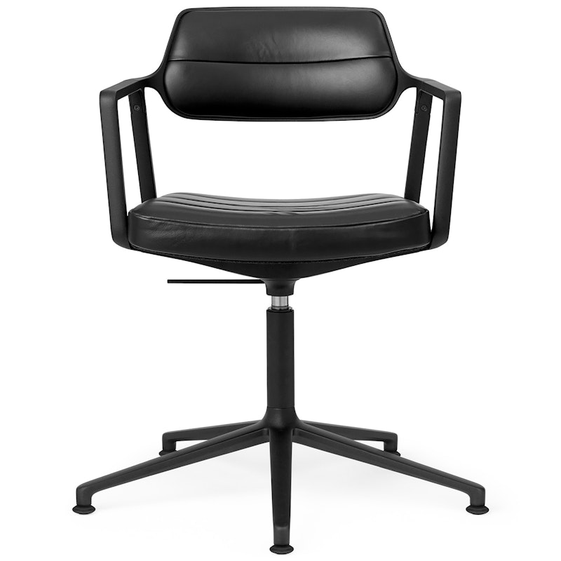 453+ Swivel Chair, Black Aluminium / Black Leather