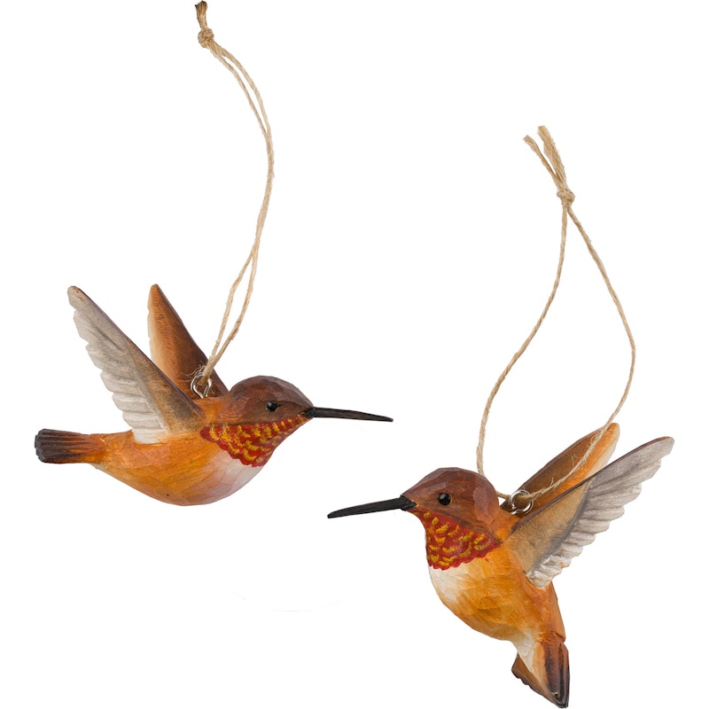 DecoBirds Hand-carved Bird, Rufous Hummingbird