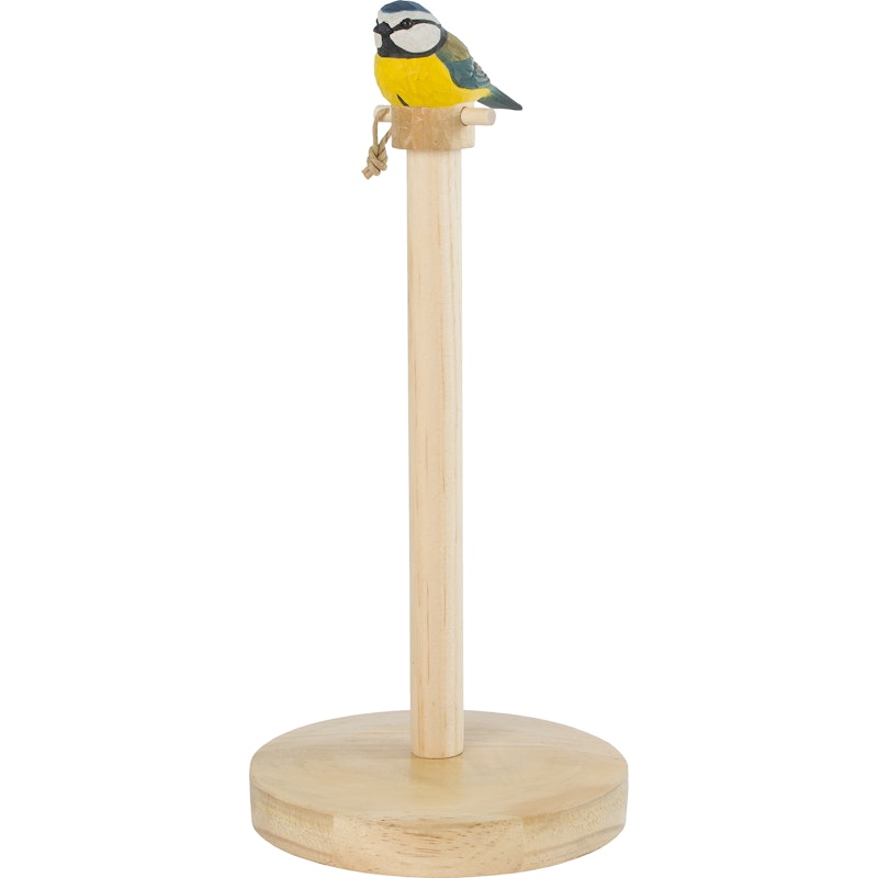 Hand-carved Kitchen Roll Holder, Blue Tit