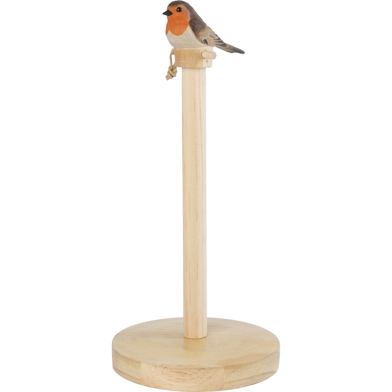 Hand-carved Kitchen Roll Holder, Robin