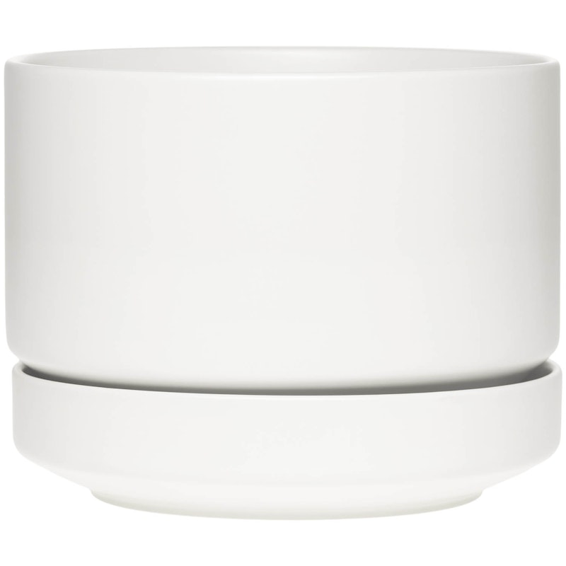 Pot With Saucer H15 cm, Matte White