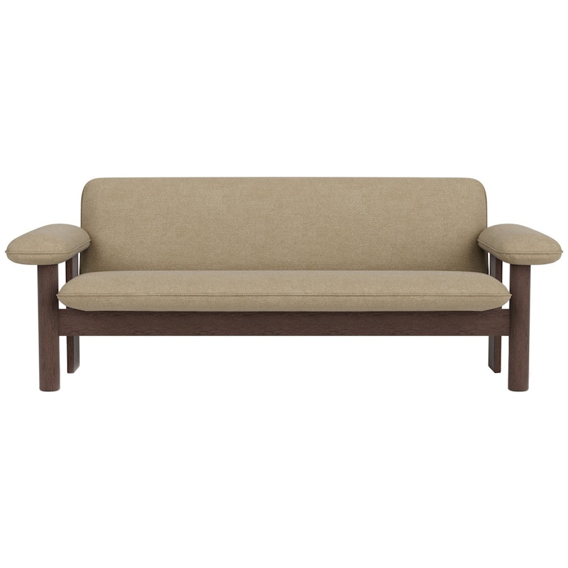 Brasilia 2-Sitzer-Sofa, Dunkel Gebeizte Eiche / Bouclé 02 Beige